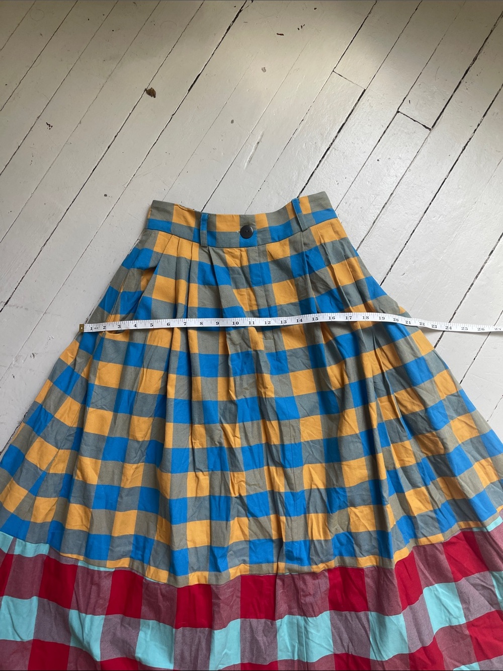 Mara Hoffman Yellow, Blue, Red & Aqua Gingham Maxi Skirt - Picture 8 of 12